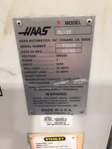 2005 Haas SL 20 CNC Lathe